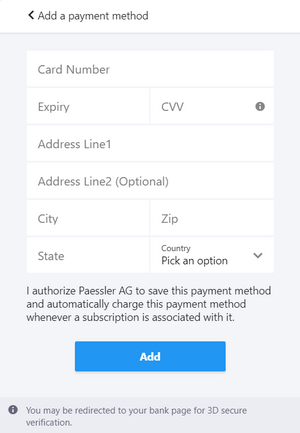 Add a Payment Method Add a Payment Method